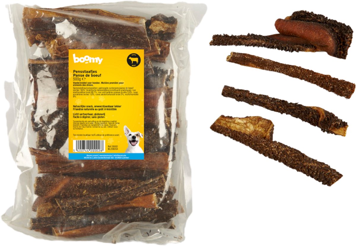 Boomy - Hondensnacks - Pensstaafjes - 100% Gedroogde runderpens - Natuurlijke kauwsnacks voor honden - 2 x 500g