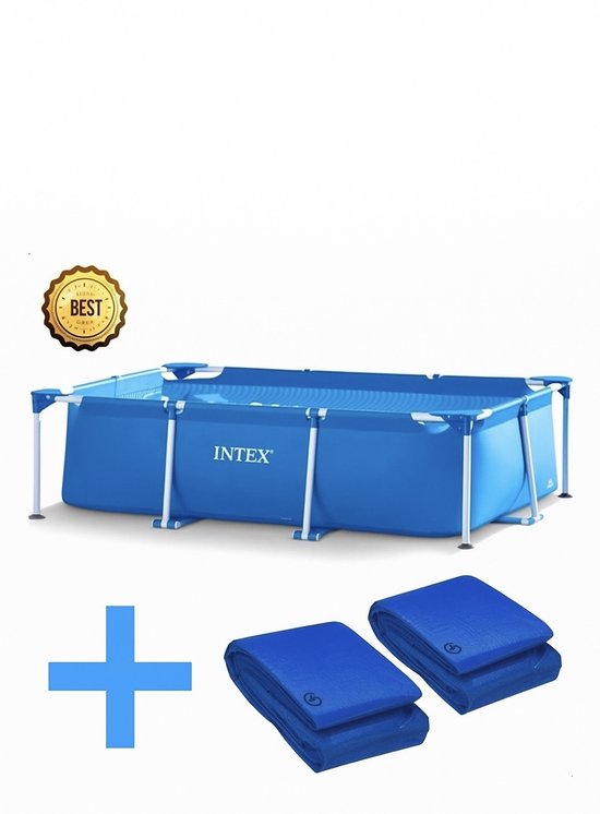 AG Zwembad Intex - 260x160x65cm - Inclusief AG Afdekhoes & Grondzeil - Zwembaden - Zwembadje -  Rechthoekig- Sterk - opzetzwembad - familiebad - afdekhoes -