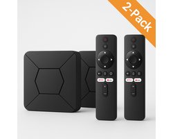 Android TV Box 4K – Chromecast Streaming Box met WiFi & Bluetooth – Google Assistant – Netflix Compatibel - 2 Stuks