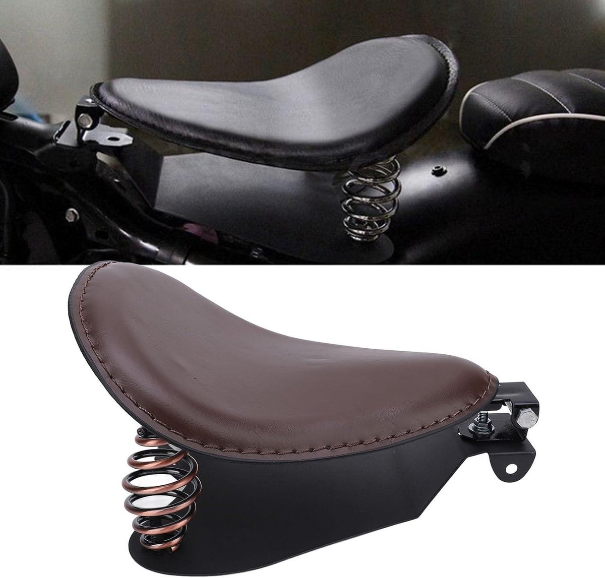 Inovra Plus - Universele Motorfiets Solo Zitje voor Motorfietsen - Eenvoudige Installatie - Geschikt voor Retro en Cruiser Motorfietsen met Enkele Veer Kussen en Veerstang
