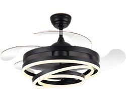 Livano Plafondventilator - Met Verlichting - Plafond Ventilator - Met Lamp - Plafonniere Met Ventilator - Met Licht - Zwart - 106cm