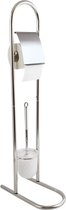MSV WC Borstel met Rolhouder - Vrijstaand - Toilet Borstel met Rolhouder - Metaal - Grijs