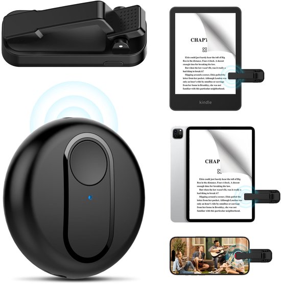TRANSNECT - E-Reader Draadloze paginadraaier op afstand - afstandsbediening - accessoires - bladzijde omslaan - remote - Kobo/Kindle/tablets - bladomslag - voor iPad - iPhone - Smartphone - Tablets