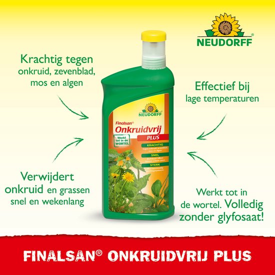 Neudorff Finalsan Onkruidvrij Plus - 1 liter Onkruidbestrijding Concentraat voor 70 m² - Onkruidverdelger tegen onkruid, zevenblad, mos en algen - Onkruidbestrijdingsmiddel voor gazon — afbeelding 2