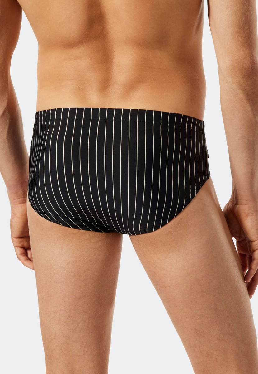 SCHIESSER Nautical Casual heren badkleding - zwemslip met ritszak breiwerk gerecycled strepen zwart — afbeelding 3