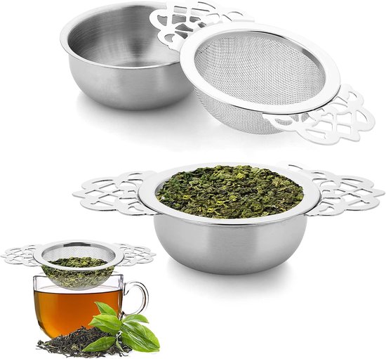 Set van 2 roestvrijstalen theefilters, herbruikbare theefilters met lange steel theefilter van mesh voor losse thee, specerijen, roze, perfect om op te hangen aan een mok