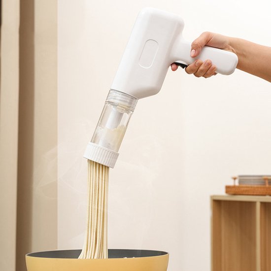 Elektrische Pastamachine Gun - Pasta Maker Pistool - Zelf Verse Pasta Maken - Pasta Snijder - Keukenmachine - Draagbare Pastamaker voor Thuis - Noedels - Noodle Machine - Wit - Oplaadbaar - ABS - Pastamachines - Draadloos Oplaadbaar van Merkloos — afbeelding 5