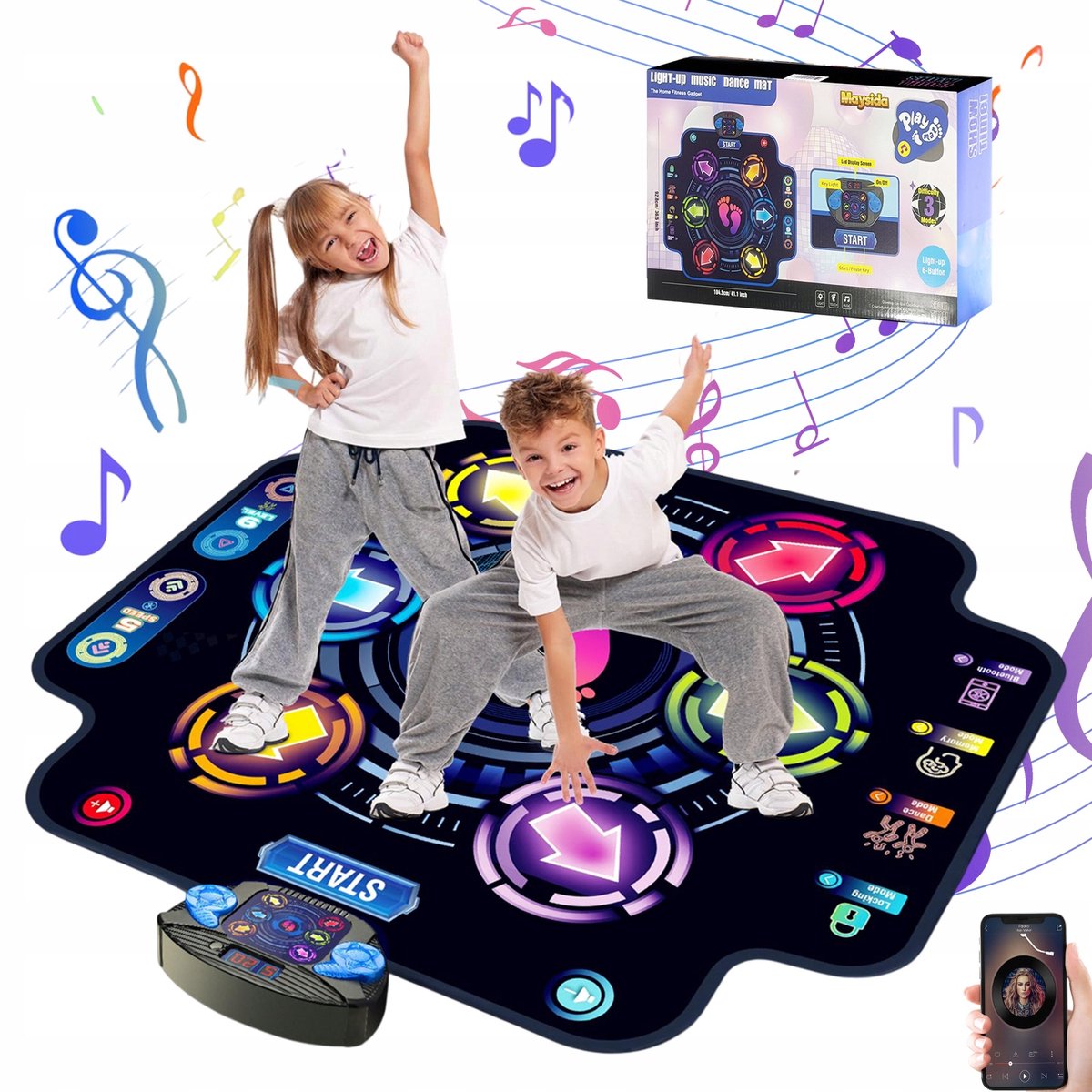 Tapis De Danse Rétro Pour 2 Joueurs – 100+ Chansons, 9 Jeux, 3 Niveaux – Connexion TV – Dès 8 Ans – Cadeau Pour Enfants Et Adultes