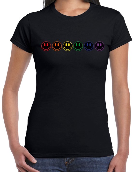 T-shirt Gay Pride Bellatio Decorations pour femme - fierté - noir - smileys - LGBT L