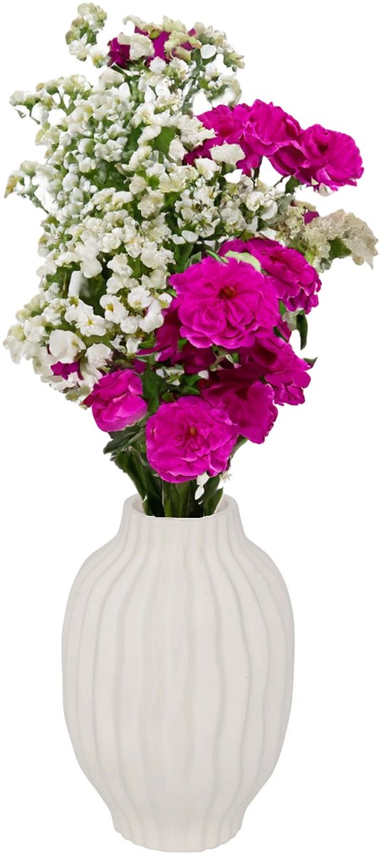 Atmosphera Bloemenvaas Antique Roman - creme wit - keramiek - D15 x H22 cm - stelen en boeketten