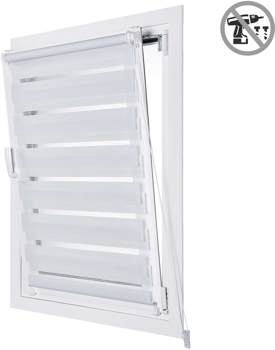 Storesdeco EasyFix Duo rolgrodijnen, rolgordijn zonder boren, Wit, 120x180 cm White