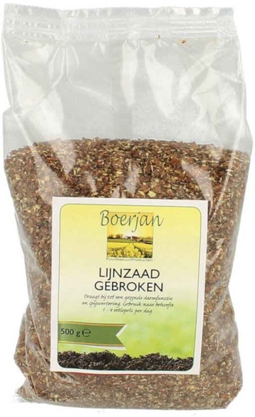 Boerjan Lijnzaad Gebroken - 3 x 500 gr - Voordeelverpakking