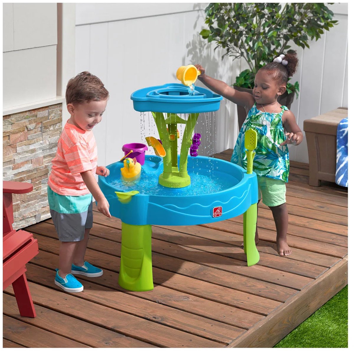 Step2 Summer Showers Splash Watertafel - Met 8 accessoires - Waterspeelgoed voor kind - Activiteitentafel met water voor de tuin / buiten — afbeelding 3