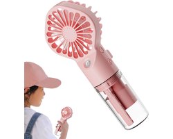 2025 Nieuwe Handventilator – Mini ventilator – mini transparante sproeiventilator – ventilator met sproeier kampeerluchtbevochtiger – Roze