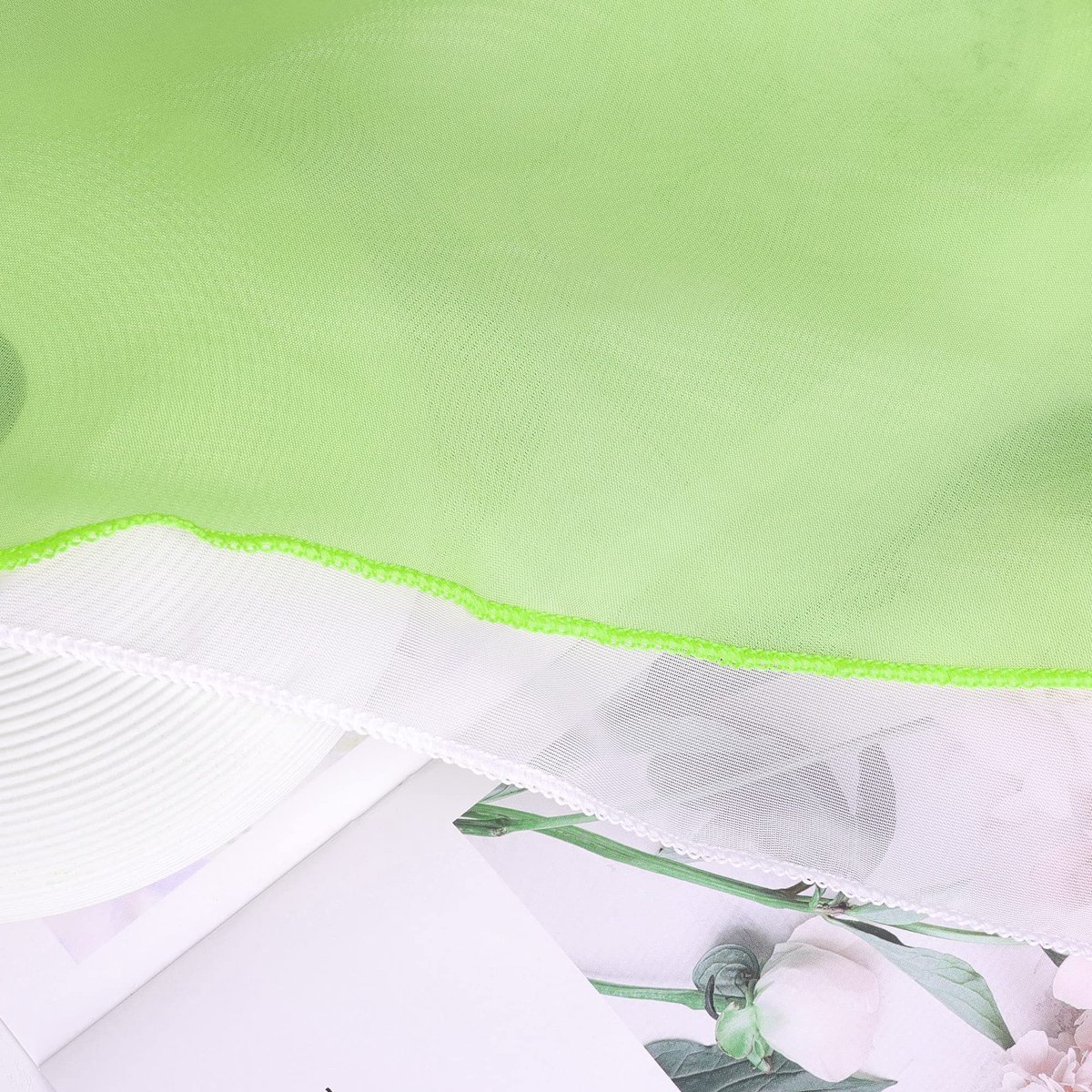Ibenzoa Vitrage Voile Bistrogordijnen met Kwastjes en Lussen 60x90cm Wit - Set van 2 Stuks groen wit