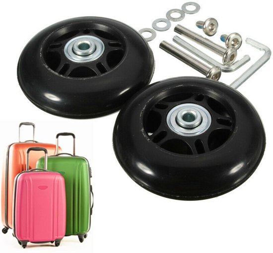 Lot De 2 Roues De Rechange Valise 60 Mm X 18 Mm - Patins Caoutchouc Silencieux Résistants à L'Usure Pour Bagages Et Patins