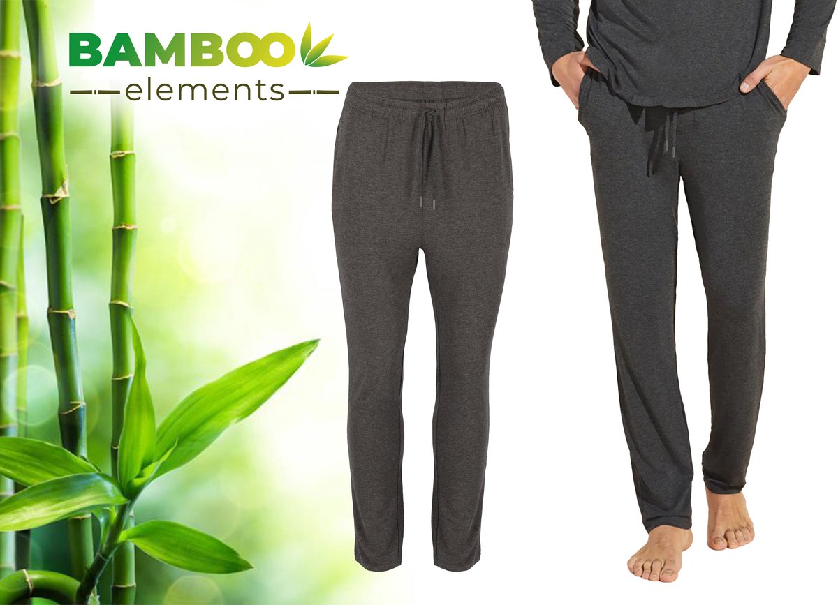 Bamboe Pyjama Broek Heren - Antraciet - Maat XL - Pyama Heren Volwassenen - Loungebroek Heren Pyjama Volwassen