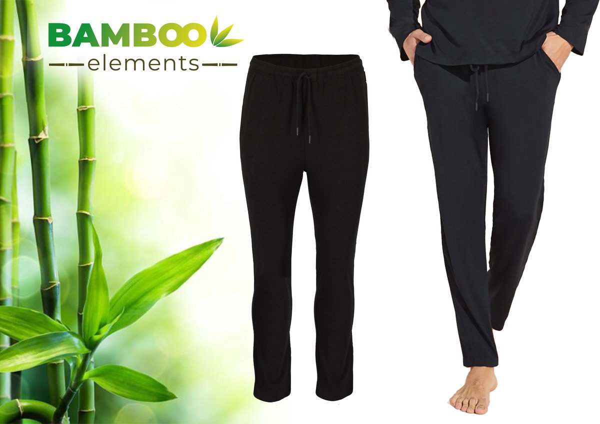 Bamboe Pyjama Broek Heren - Zwart - Maat M - Pyama Heren Volwassenen - Loungebroek Heren Pyjama Volwassen