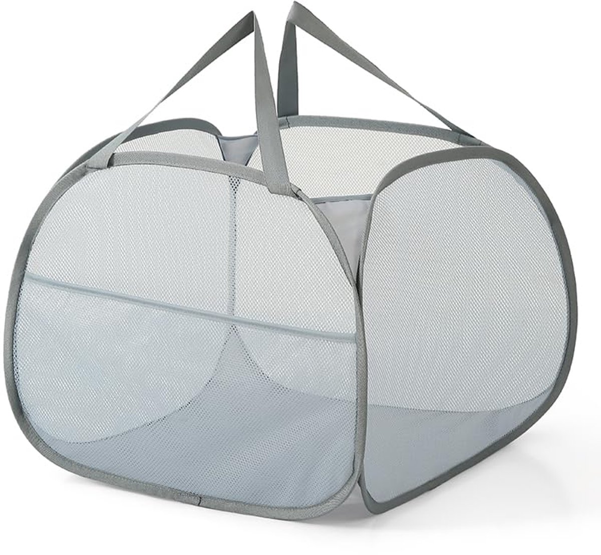 Ibenzoa® Grijze opvouwbare wasmand met ademend mesh voor veelzijdig gebruik, 90 liter capaciteit
