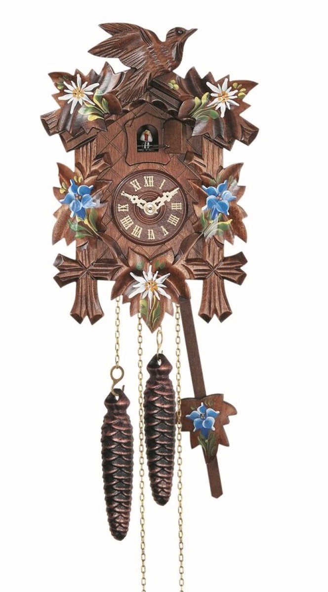 Engstler - 522/10_QM - Koekoeksklok - Kwarts - Notenhout - met muziek - 22 cm