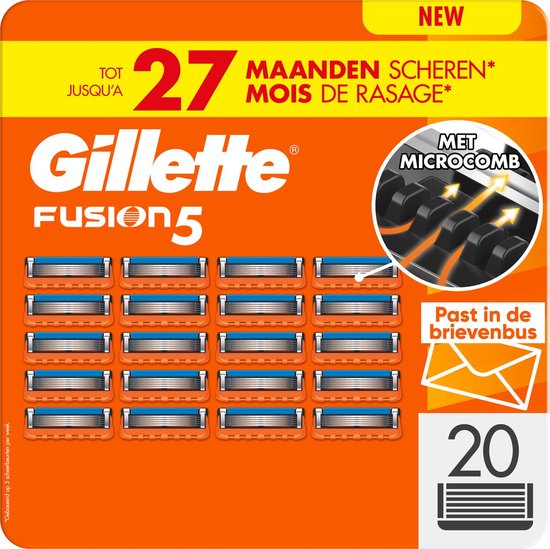 Gillette Fusion5 - Lames de rasoir - Pack économique de 20 pièces - Emballage boîte aux lettres - Nieuwe formule