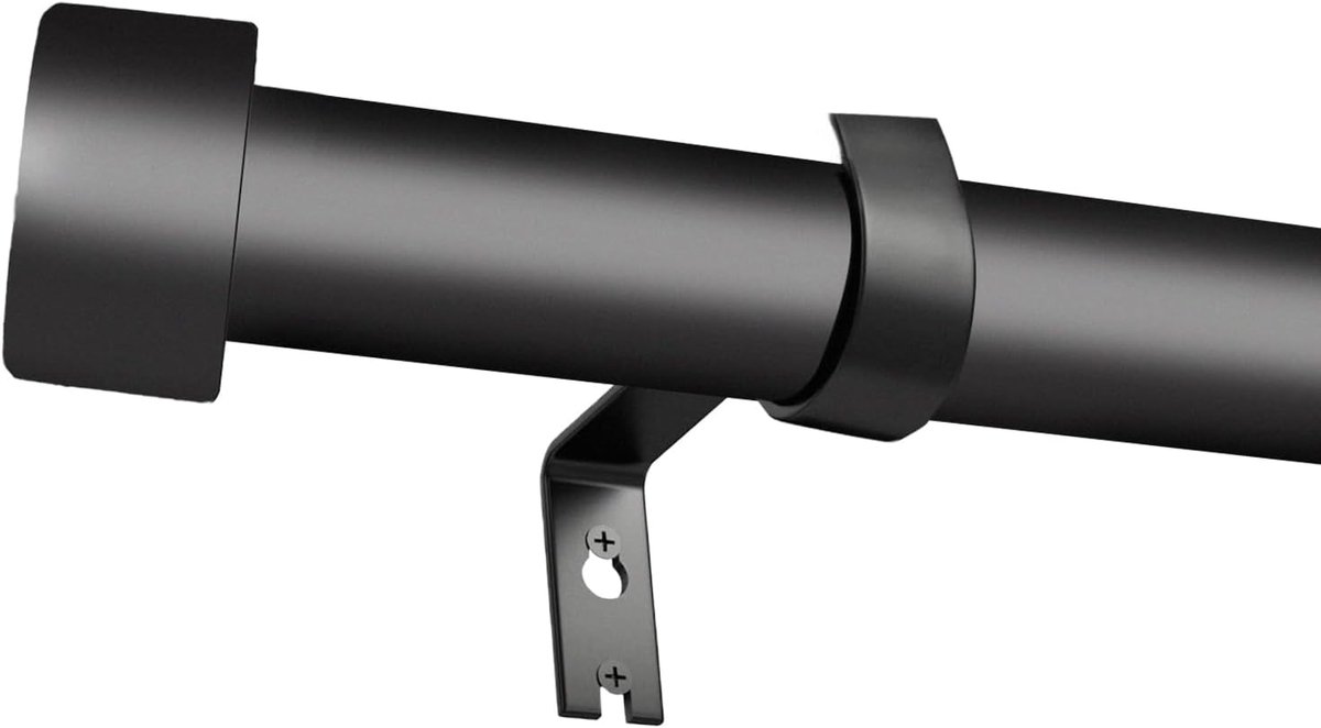 Verstelbare Gordijnroede - Geschikt voor Licht en Gemiddeld Gewicht - 80-180 cm - Zwart - Metaal