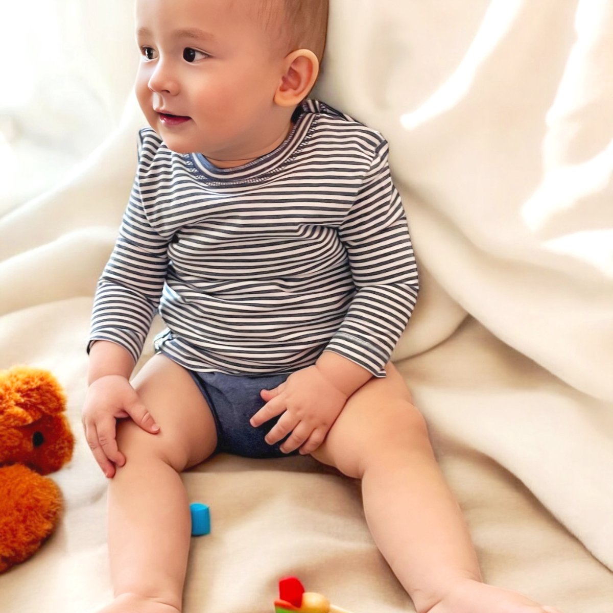 Baby T-shirt met lange mouwen OrganicEra Organic Baby L/S T-shirtbody, gestreept