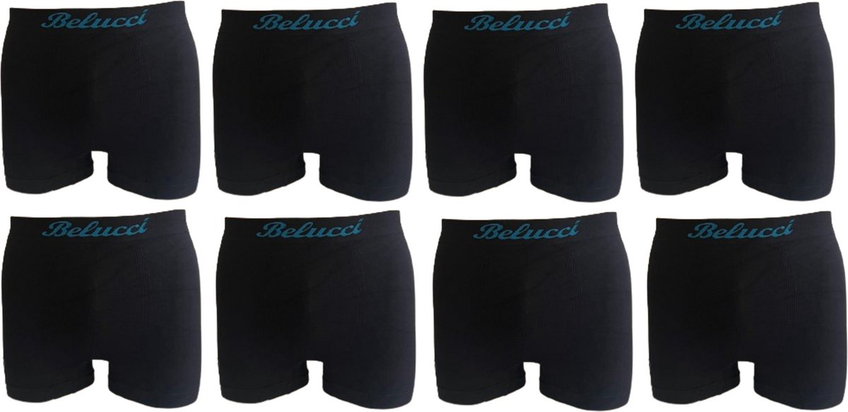 Belucci heren boxershorts set van 8 stuks zwart maat XL/XXL