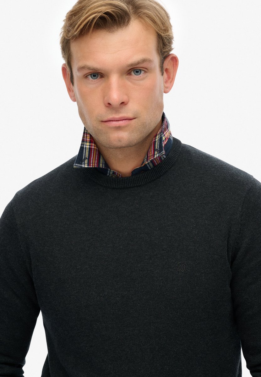 Superdry Essentials Katoenen Trui Heren Sweaters Charcoal Marl