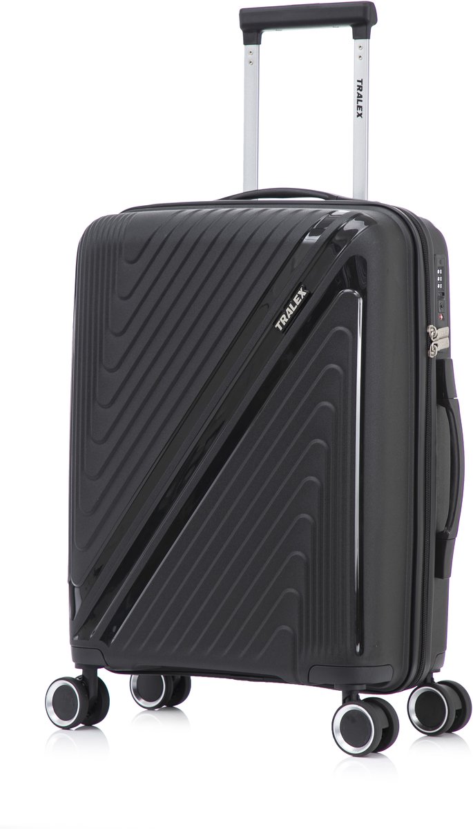 TRALEX - Horizon - Medium koffer - 67L - 66x44x26cm - Polypropyleen - Harde schaal - TSA-slot - Lichtgewicht - Flexibel - Duurzaam - Stille (rubberen) wielen - Dubbele Spinner-wielen - Zwart