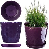 Prosperplast Plantenpot - steengrijs - kunststof - D13 x H11 cm
