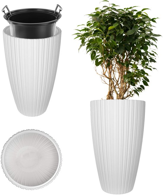 Grote kunststof bloempot wit D80xH67 Monaco