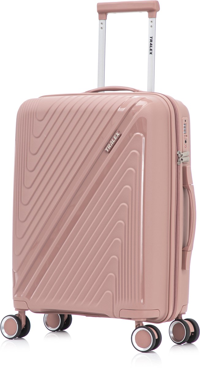 TRALEX - Horizon - Medium koffer - 67L - 66x44x26cm - Polypropyleen - Harde schaal - TSA-slot - Lichtgewicht - Flexibel - Duurzaam - Stille (rubberen) wielen - Dubbele Spinner-wielen - Oud Roze
