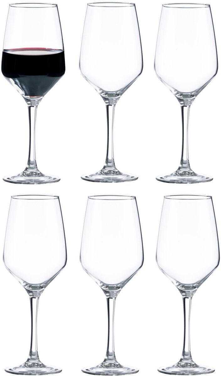 Vicrila wijnglazen Grigio - 12x stuks - voor rode en witte wijn - 440 ml - 23 x 9 cm - transparant - Horeca kwaliteit - Hard glas
