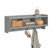 SoBuy Kapstokken, Wandkapstok met 3 Compartimenten en 4 Haken, Grijs, 100x25x35 cm, Voor Entree, Kleedkamer, Badkamer, FHK28-HG