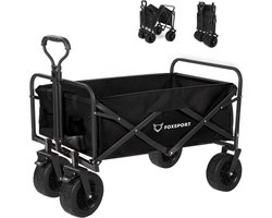 FOXSPORT Bolderkar - Opvouwbaar - 100KG Draagkracht - Bolderwagen met stevig frame - Draaibare Wielen - Verstelbare hendel - 94x58x59cm - Zwart
