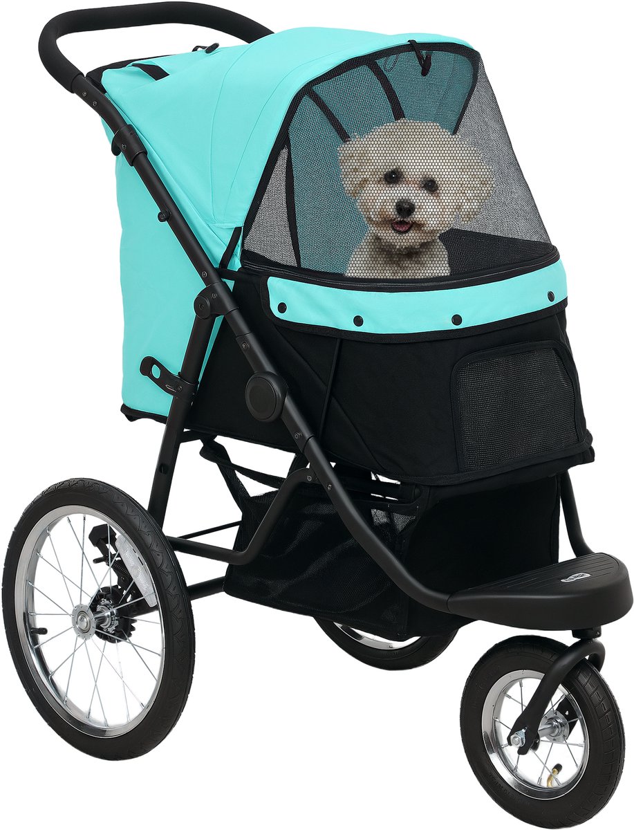 PawHut-Hundewagen-Stahl, Oxfordstoff-100L x 58B x 100H cm-Türkis