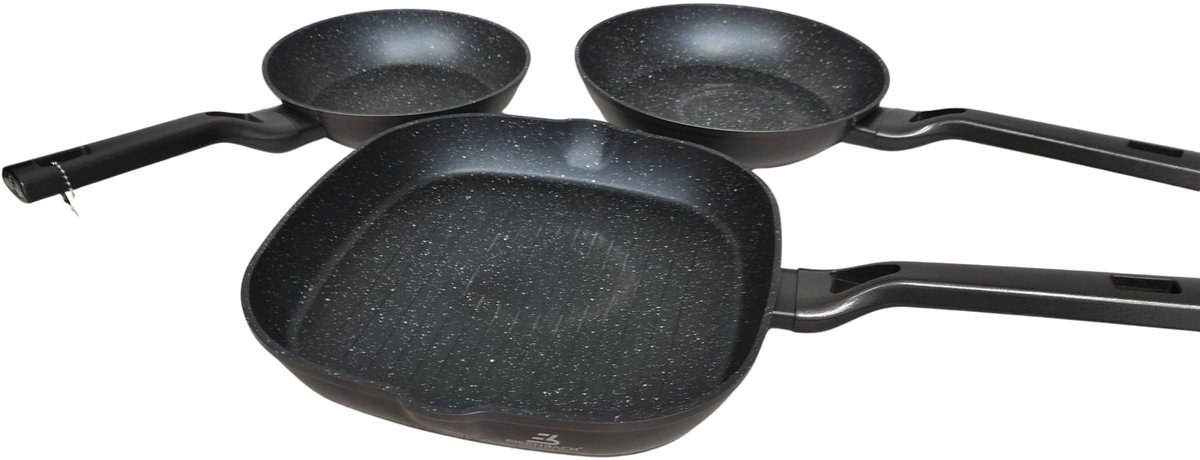 Eisenbach koekenpannenset 2x braadpan 20-24 cm - 1 grilpan 28 cm ,alle warmtebronnen.