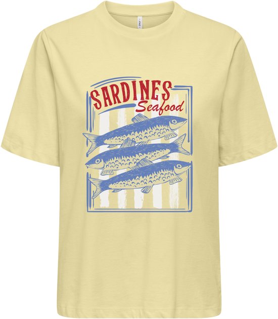 Only T-shirt Onltrudy S/s Boxy Tee Cs Jrs 15338541 Pastel Yellow/sardines Dames Maat - XS