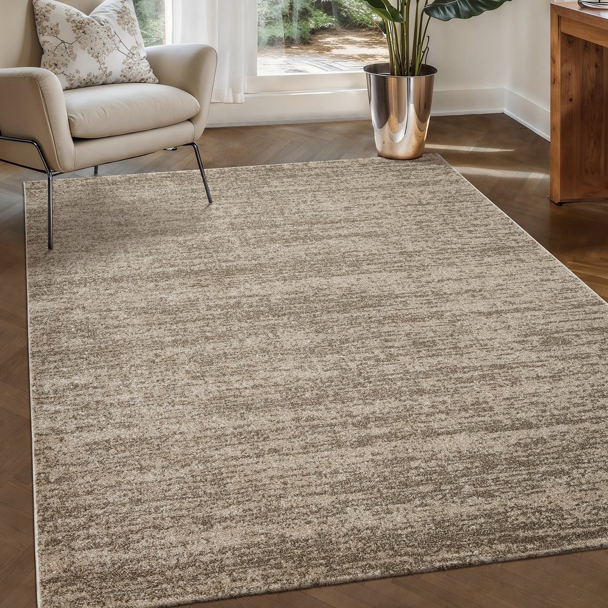 Muratap Relax Oslo - Laagpolig Effen Vloerkleed - Modern Tapijt - Beige- 200x200 CM Vierkant