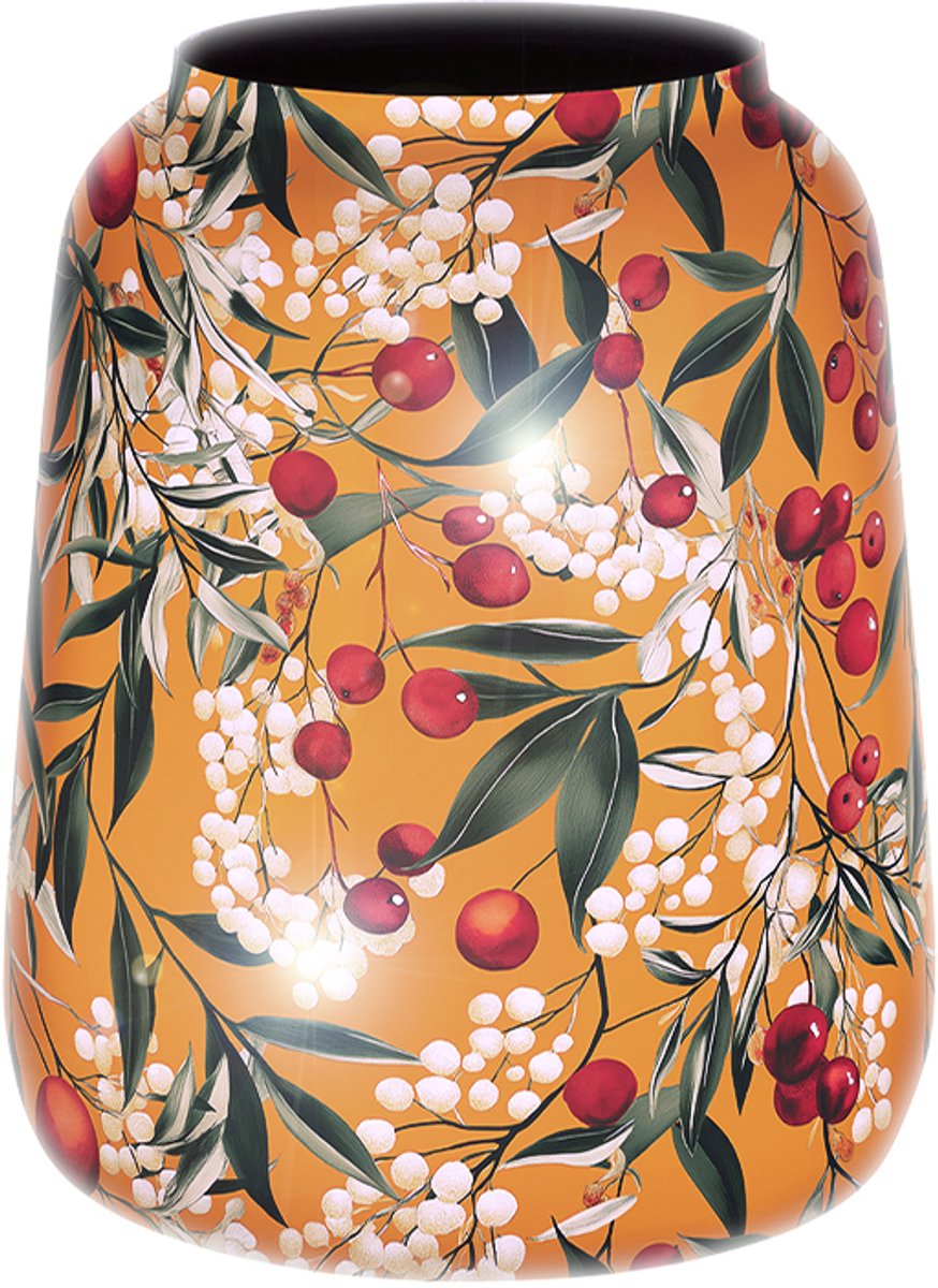 by Mooss - Bloempot - Planter - Floral - Epoxy - Ø 21 x 24 cm - Klein - Orange - Handgemaakt - Metaal - Trendy - Hip - Metallic - Highlight - Bessen