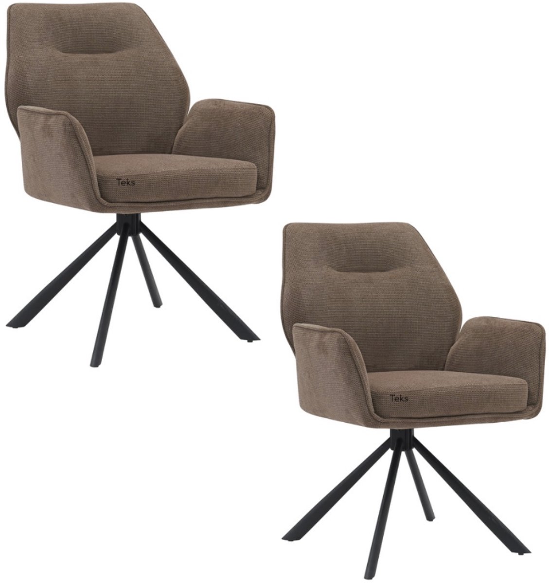 Eetkamerstoel Set van 2 - Khaki - Draaibaar onderstel - Comfort & design