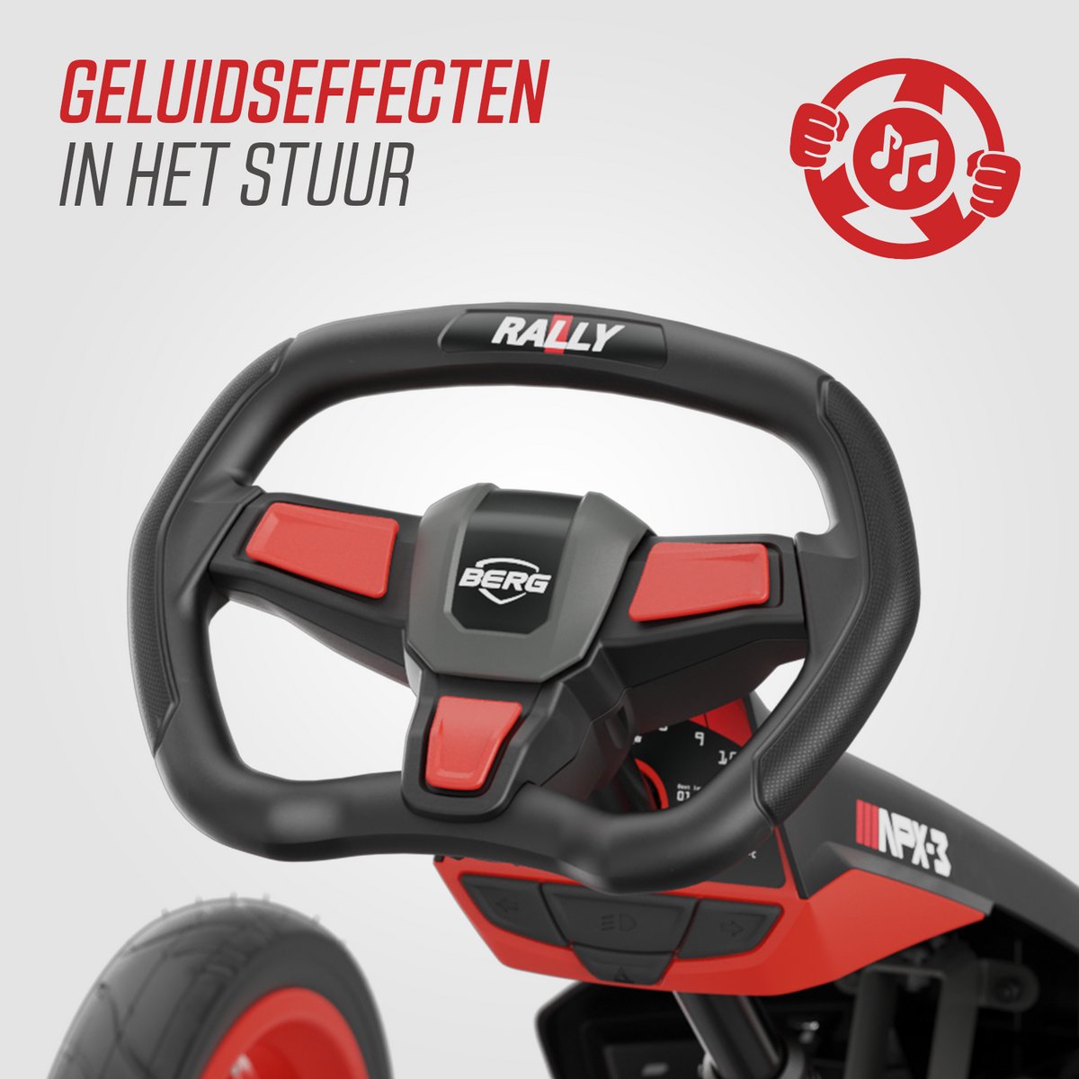 BERG Rally APX Red 3 Gears Skelter - 4+ Jaar - Verstelbare Stoel - Drie versnellingen - LED verlichting - Soundbox Race - Rood — afbeelding 6