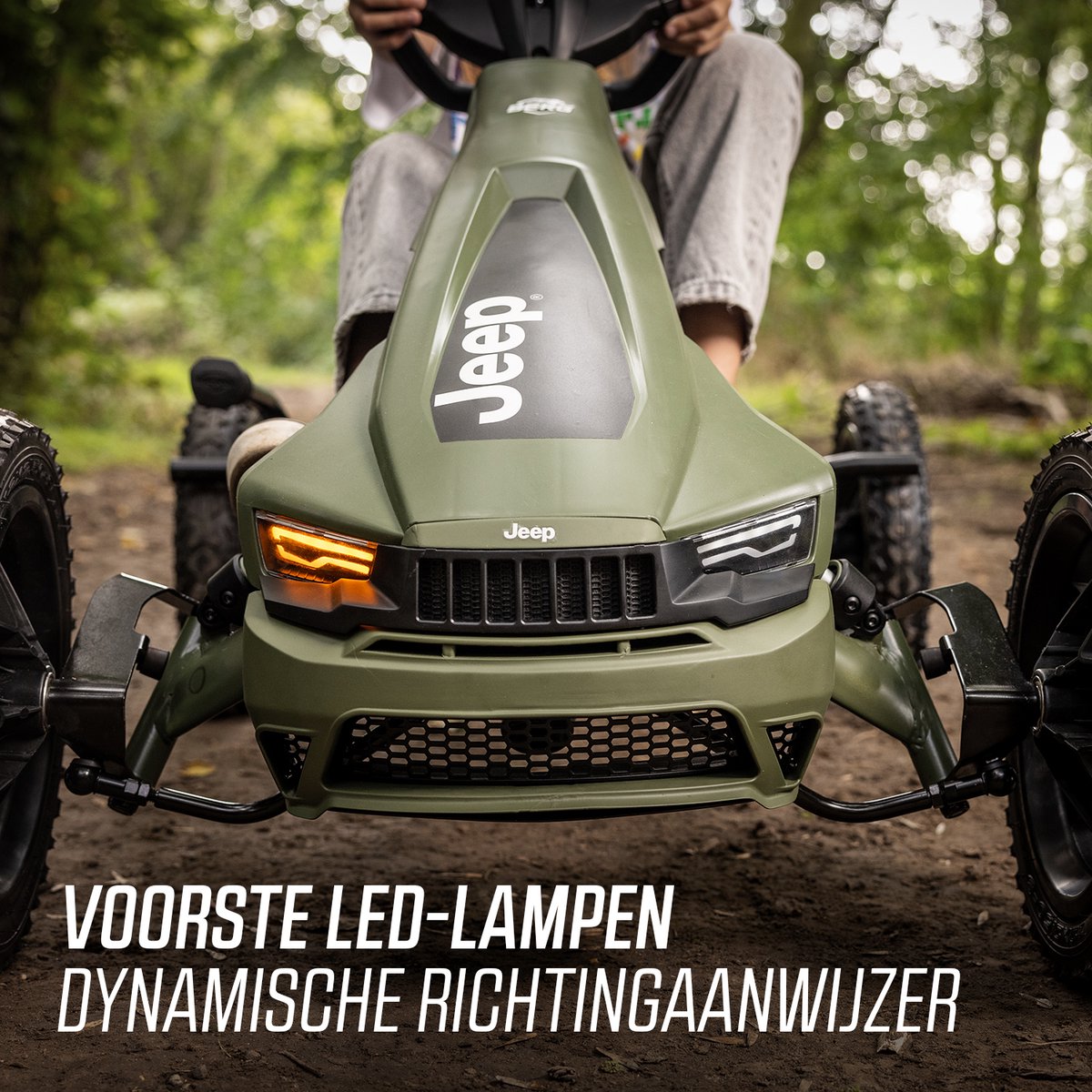 BERG Rally Jeep® Cherokee Skelter - Verstelbare stoel - Soundbox Race - LED Verlichting - 4+ Jaar - Groen — afbeelding 4