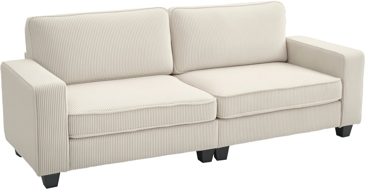 HOMCOM driezitsbank - polyester - 227L x 84B x 87H cm - crèmewit