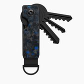 Organiseur de clés avec tournevis - Zwart/ Blauw (carbone) - Porte-clés compact - Porte-clés anti-cliquetis - Porte-clés avec Ring en D