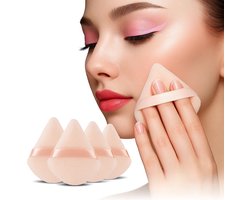 Set van 5 Powder Puff Driehoekige Make-Up Sponsjes I Beauty Blender I Poederdons I Foundation Blender I Beige