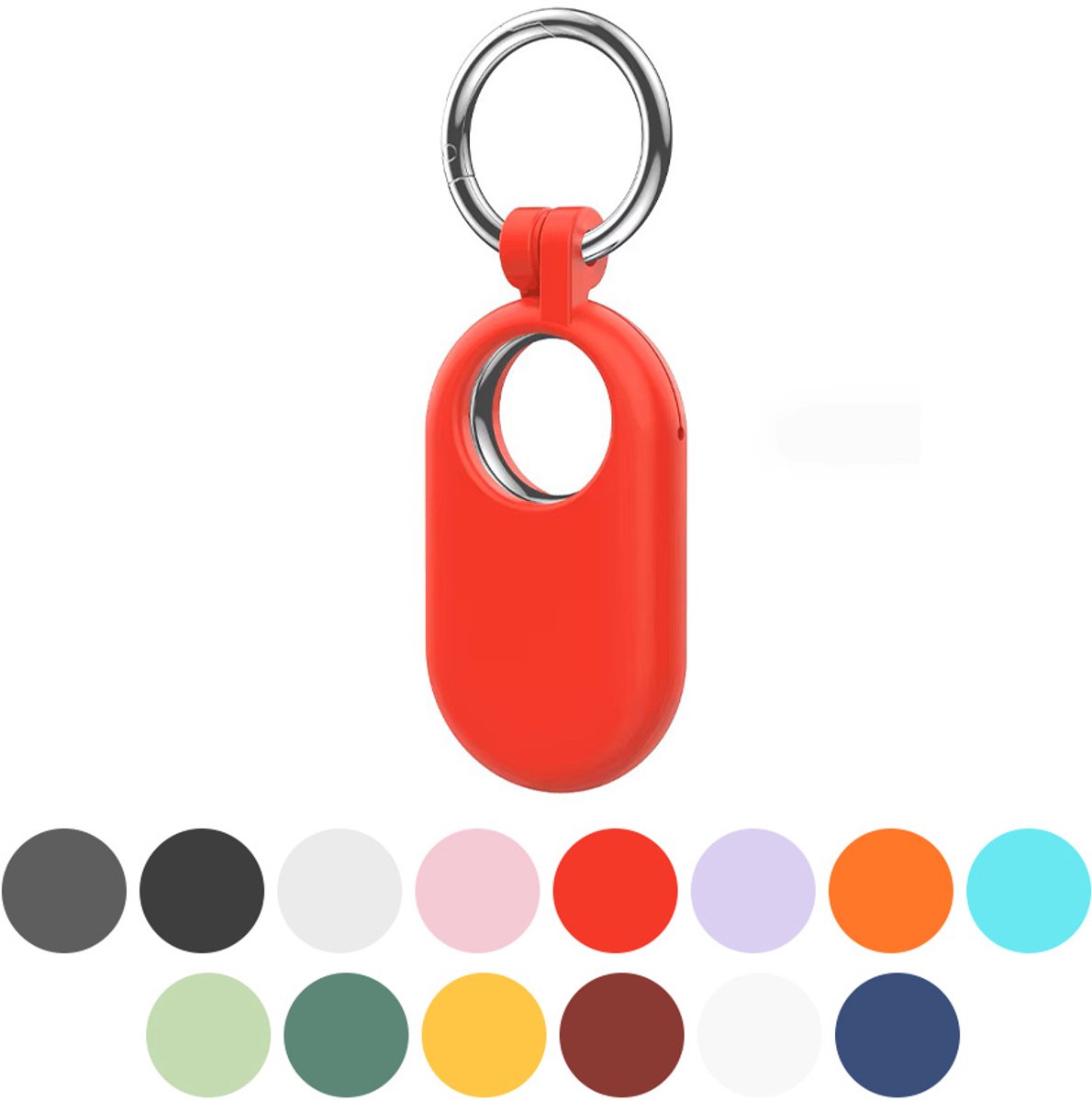 JUALL Hoesje Geschikt voor Samsung SmartTag 2 - Siliconen Case / Houder / Sleutelhanger - Rood