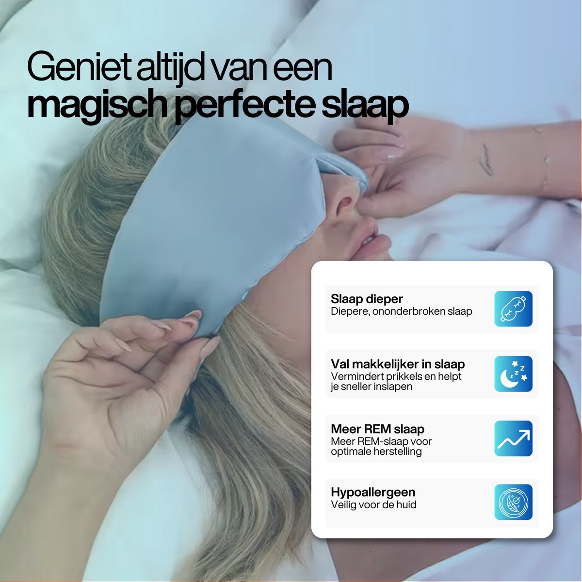 Premium Zijden Slaapmasker - 100% Verduisterend - 23 momme Moerbei Zijde - Silk Sleep Mask - Oogmasker - Anti Rimpel - Donkergrijs — afbeelding 3