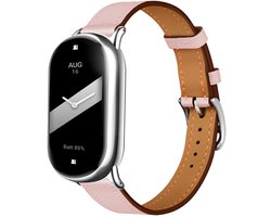 Strap-it Echt leren bandje met gespsluiting - geschikt voor Xiaomi Smart Band 11 / Smart Band 10 / Smart Band 9 / Smart Band 8 (roze)
